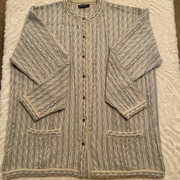 Geccu Australia Sweaters - Geccu Australia Coogi Style Cardigan Sweater Women XL 14 16 Pastel Cotton Lovely